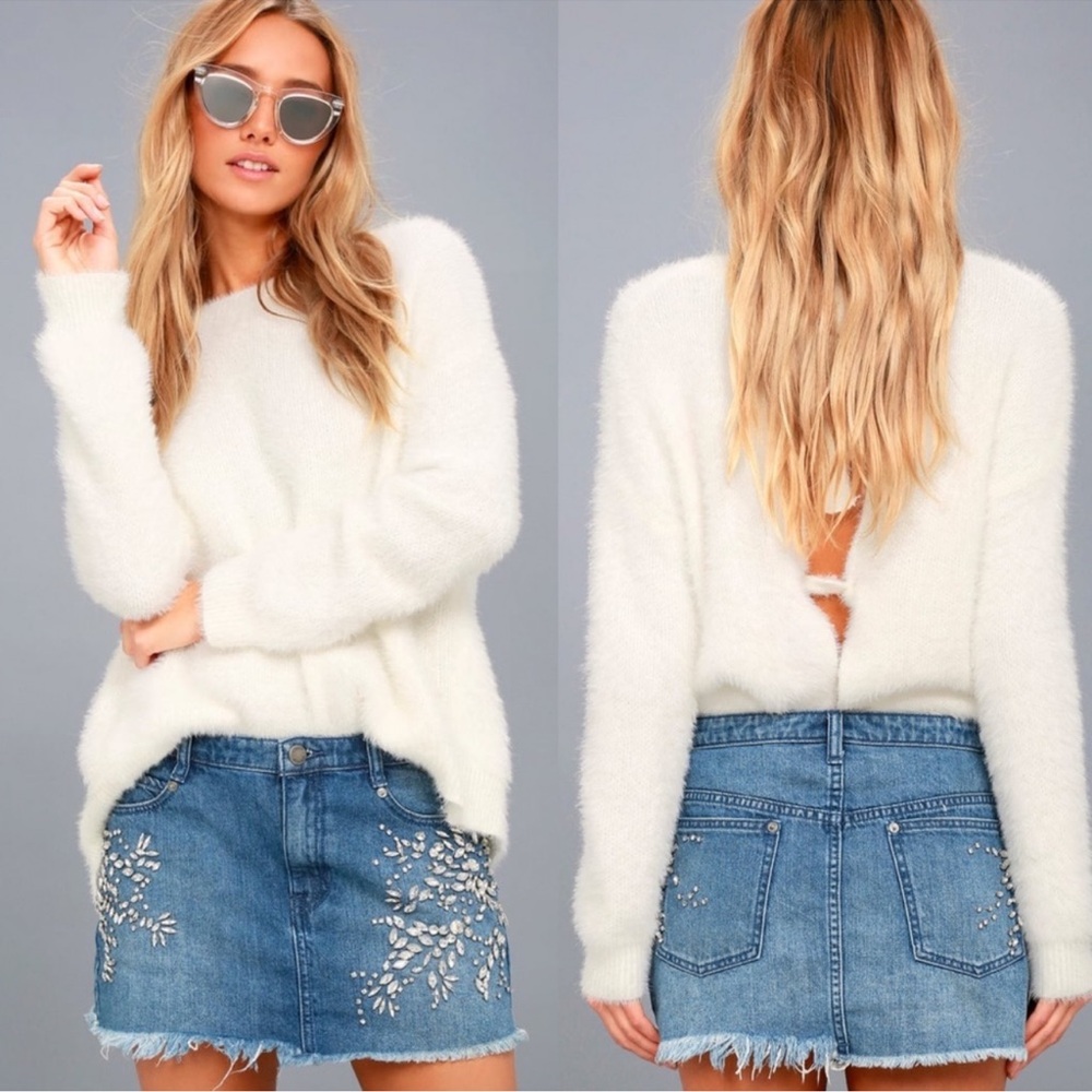 NWT Free People Shine Bright Shine Far Denim Mini Skirt Size 4